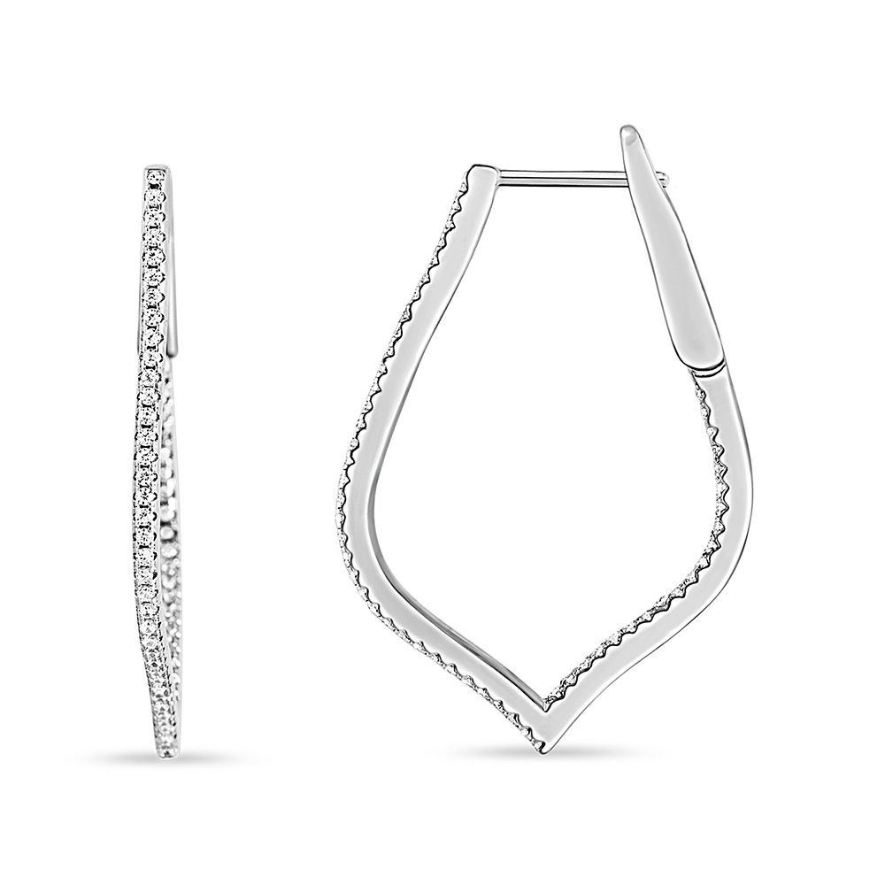 Sterling Silver and CZ Inside/Outside Scalloped Hoops - Click Image to Close